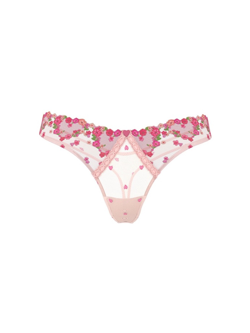 Victoria's Secret Pink Shimmering Hearts and Rose Embroidery Thong Panty